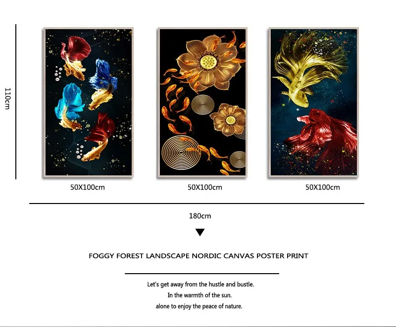 Koi Fish Feng Shui Carp Lotus Pond Pictures Canvas Painting Wall Art For Living Room Home Decor NO FRAME