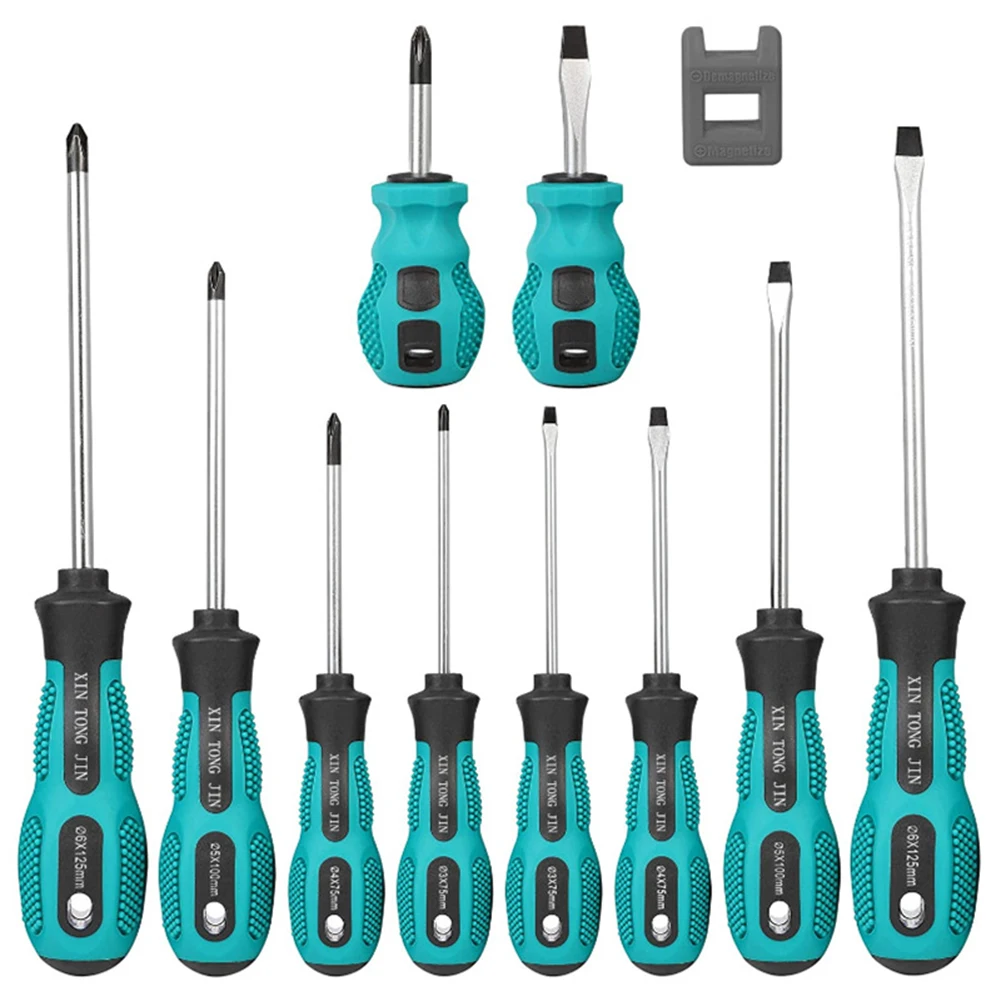 

10pcs Screwdriver Set Chrome Vanadium Steel Phillips Slotted PP Handle Screw Driver Electrician Repair Disassembly Hand Tools