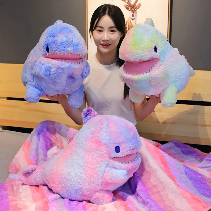 

Creative 1pc 60CM Colorful Dinosaur with Blanket Plush Toys High Quality Lovely Animal Dinosaur Stuffed Cushion Birthday Gifts