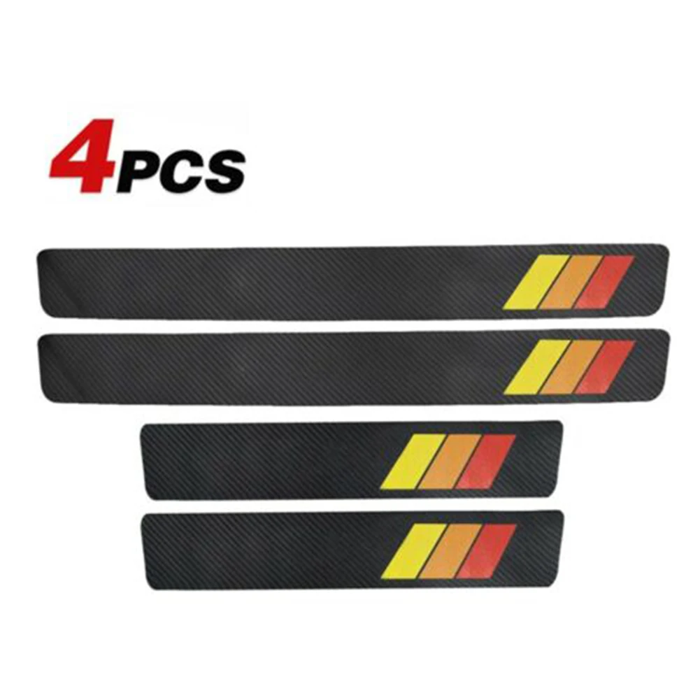 

4x/12pcs Car Sticker External Door Trim 3D Carbon Fiber For Toyota/Lexu S Truck Car Door Sill Scuff Plate Cover Panel Protector