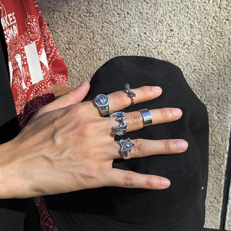 

2023 New Bat Skull Punk Temperament Metal Ring Korean Version Of Ins Wind Design Fashion Men's Ring Party Gift Free Shopping