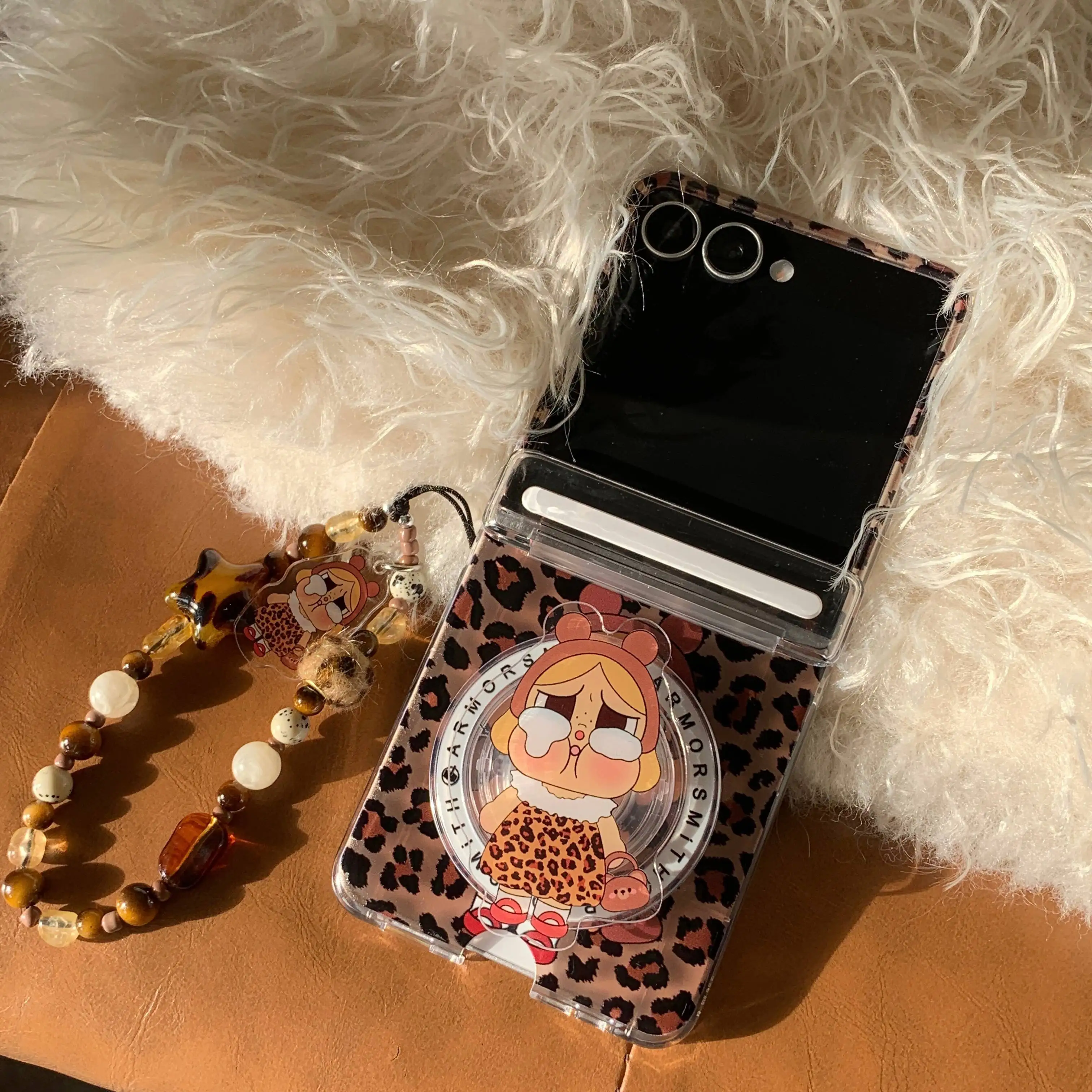 Фото Магнитный чехол для телефона Kawaii Cry Girl с слотом для карт для Samsung Galaxy Z Flip7 Flip6 flip5 4 3, чехол для держателя Magsafe, милый чехол №5