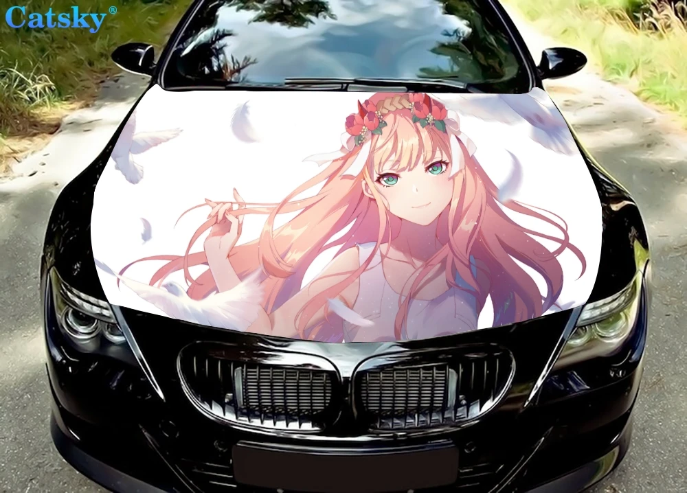 

Виниловая наклейка zero two anime наклейка на капот автомобиля, графическая наклейка, графическая наклейка на капюшон, подходит для большинства автомобилей