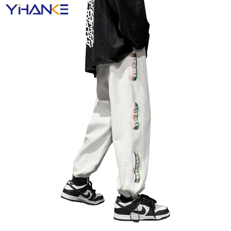Spring and Autumn New Side Printing Trend Men's Jeans Straight Pants Loose Wide-leg Jeans Large Size Hip-hop Street Men Clothing