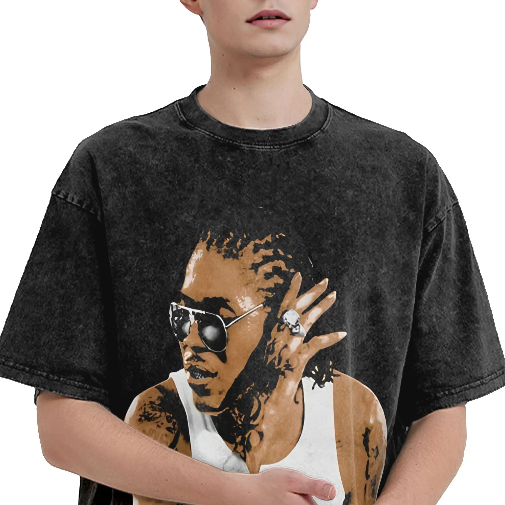 Фото Мужские футболки с рэпером Vybz Kartel Tour 2025, винтажные футболки с короткими рукавами и круглым воротником, хлопковая одежда для подарка на день рождения №4