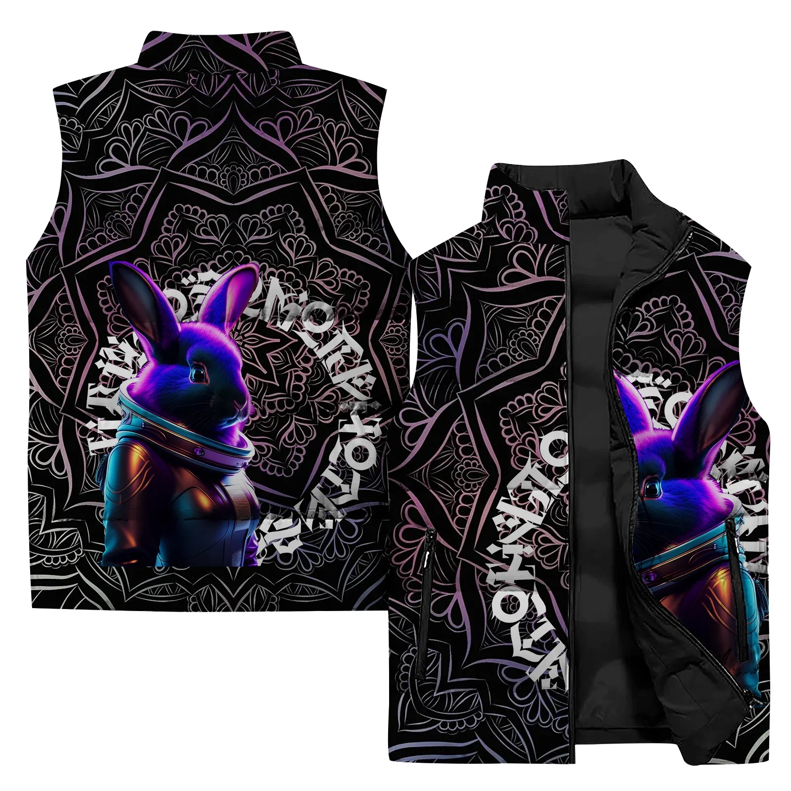 Мужской зимний жилет без рукавов куртка с принтом котенка и кролика мужские