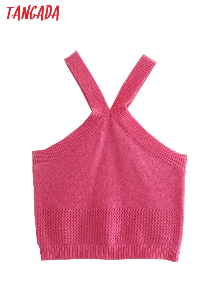 

Женский трикотажный топ с лямкой на шее и открытой спиной