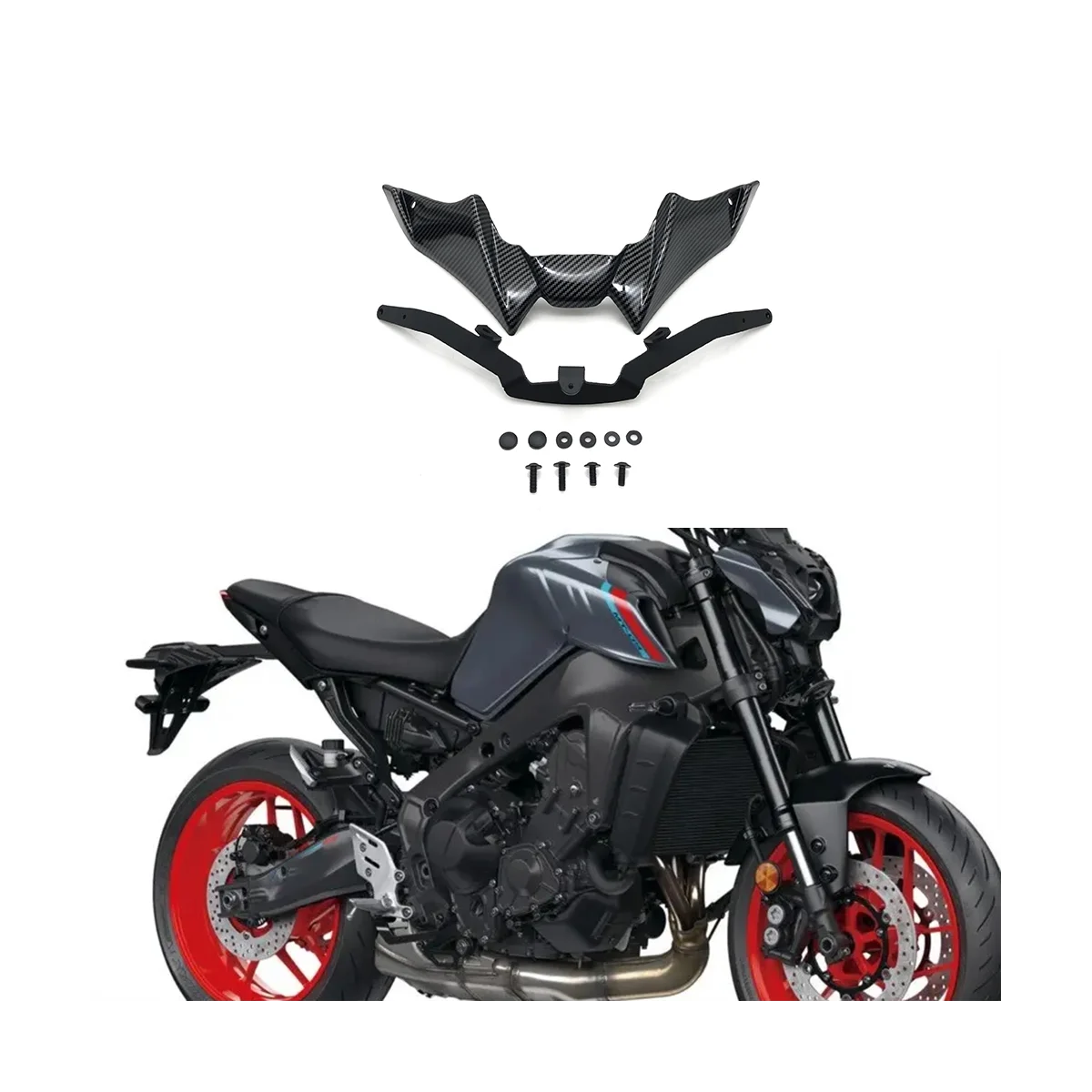 

Передняя обтекатель мотоцикла, Нижняя крышка с аэродинамическим крылом, черное фиксированное крыло ветра для Yamaha Mt-09 V3 2021 2022 +