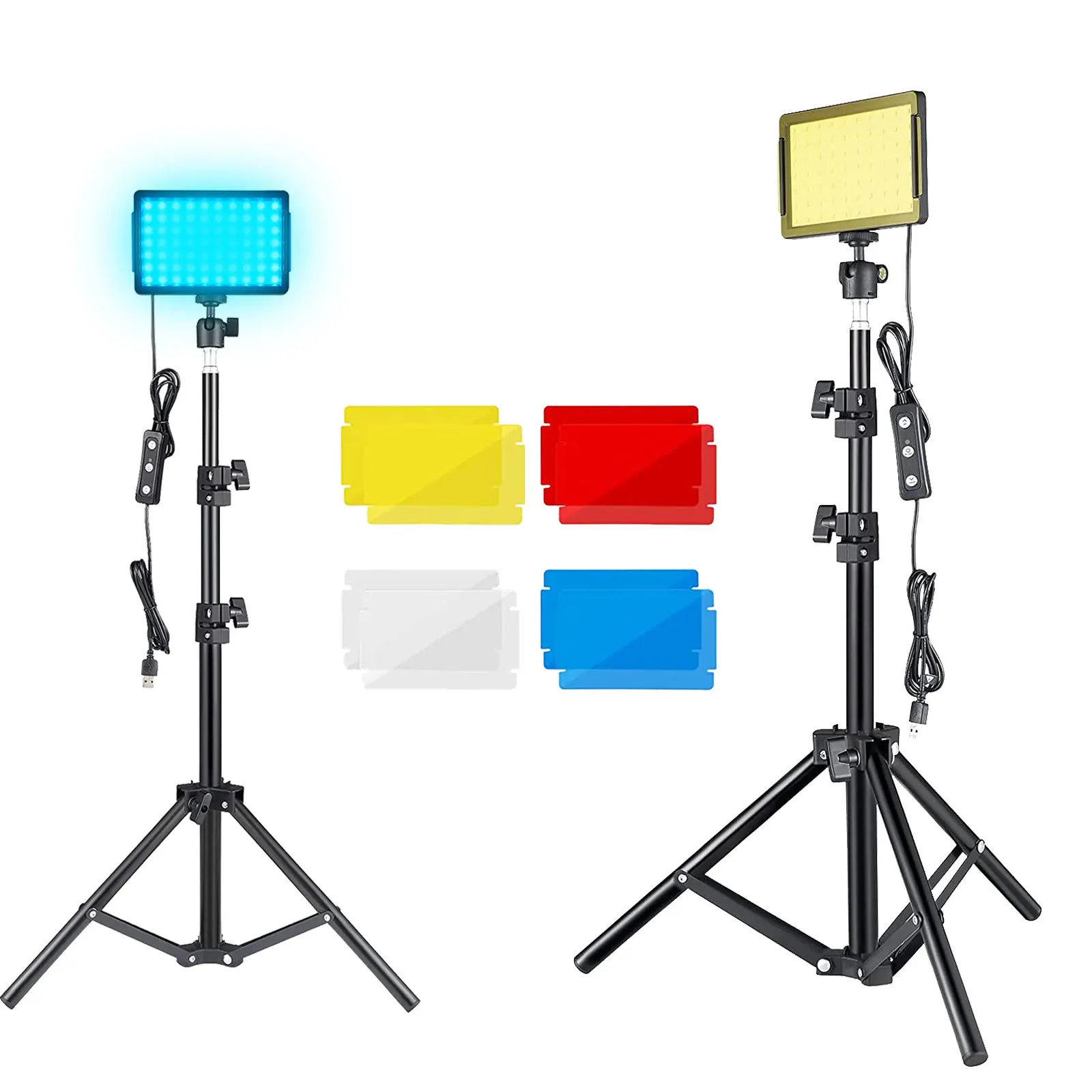 

LED Photography Video Light Panel Lighting Photo Studio Lamp Kit With Tripod Stand RGB Filters For Shoot Live Youbube Streaming