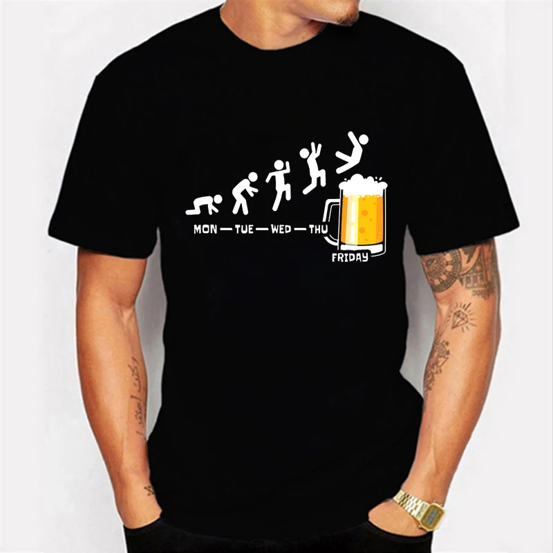 

Friday Beer Print Men's Brand T-shirts Funny Graphic Hip Hop Summer Women Men Tshirts Streetwear Harajuku Ulzzang T-Shirt Shirt