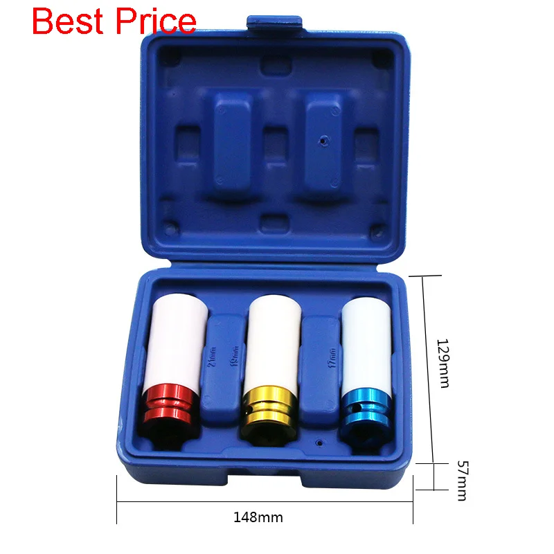 

5Sets 3PCS 17/19/21mm Pneumatic Tyre Protection Sleeve 1/2 Colorful Steam Sleeve Auto Repair Hardware Tool and Case