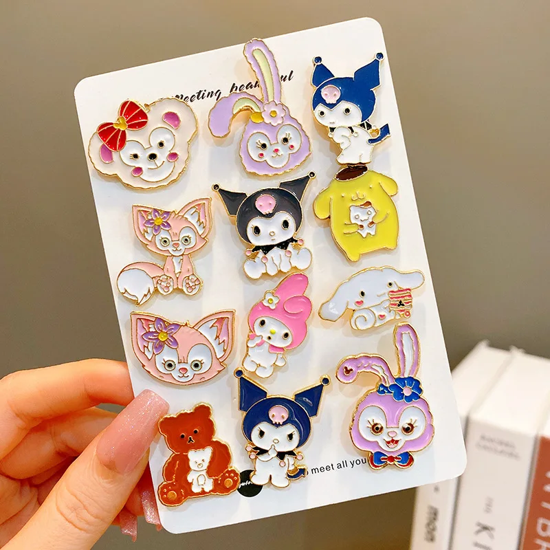

Sanrio Brooch Kuromi Melody Cinnamoroll Kt Cat Kawaii Doll Toys Accessories 3Cm Badge Children Pin Gifts for Childrens