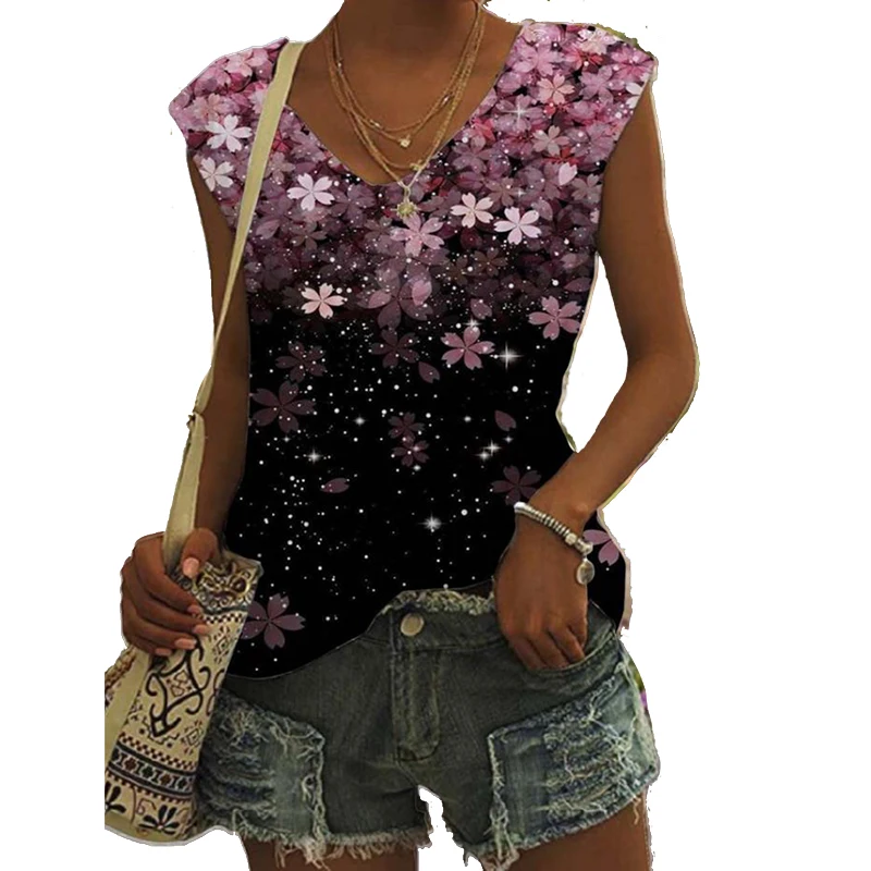 Женская Пляжная футболка без рукавов с принтом заката гавайская майка летний