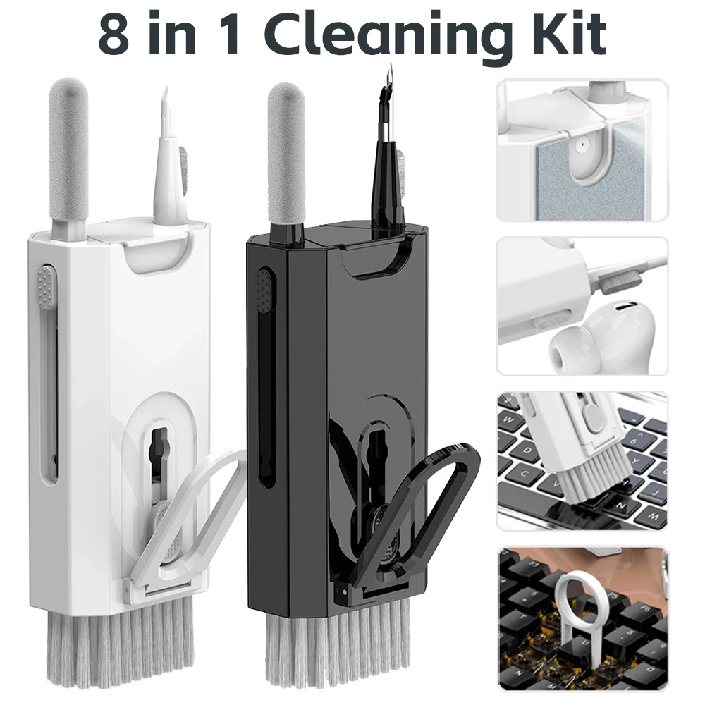 8 IN 1 Wireless Headset Cleaner Brush Kit Multifunctional Earphone Camera Phone Computer Keyboard Cleaning Kit Dust Remover