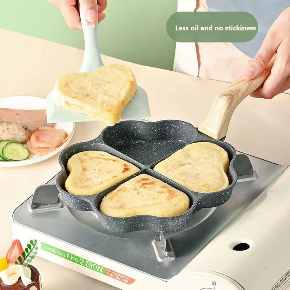 

4-hole Non-stick Omelet Pan Frying Pot Pan Multifunction Heart Household Induction universal Breakfast Cooking Egg Pancake Pan