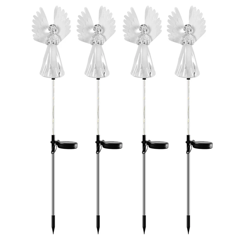 

Solar Angel Light Solar Garden Stake Lamp Colorful Wings Light Angel Path Stake Lights For Cemetery Grave Sidewalk Yard Promotio