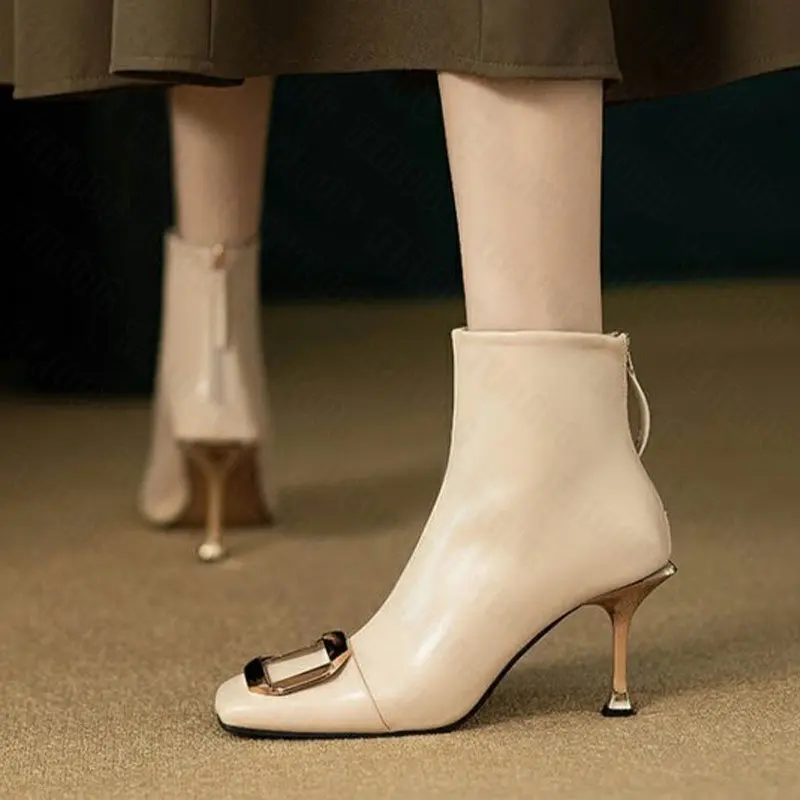 

Chelsea Ankle Boots Women High Heels Shoes 2022 Winter New Fashion Sexy Pumps Casual Motorcycle Boots Stilettos Zip Snow Botas