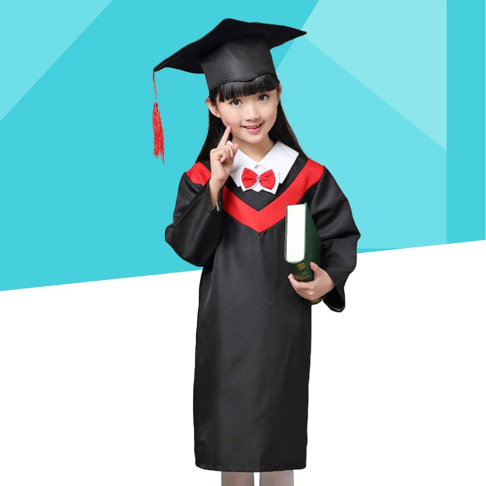 

1 Set Children Graduation Gown Cloak Robe Cosplay Costumes for Kids Children (Red Collar with - 110cm)