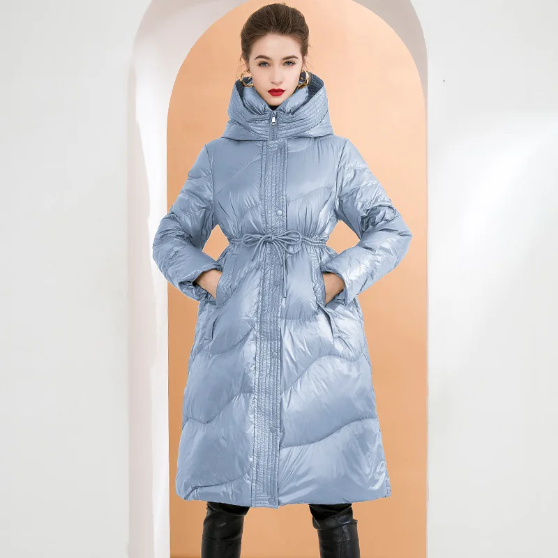 Luxurious Winter Women's Down Coat Female High Quality 90% White Duck Down Padded  Parka Long Jackets Pockets Loose