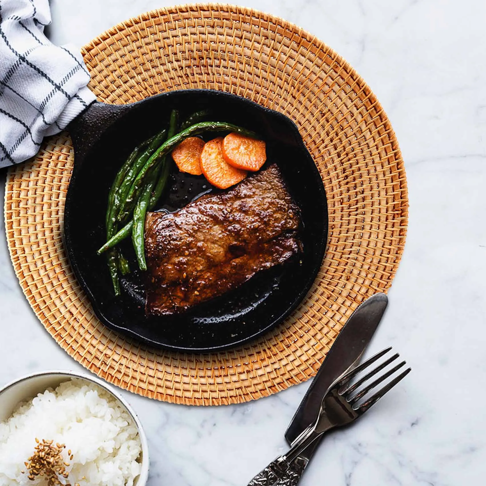 Тканые салфетки из ротанга круглые коврики для стола нескользящий термостойкий