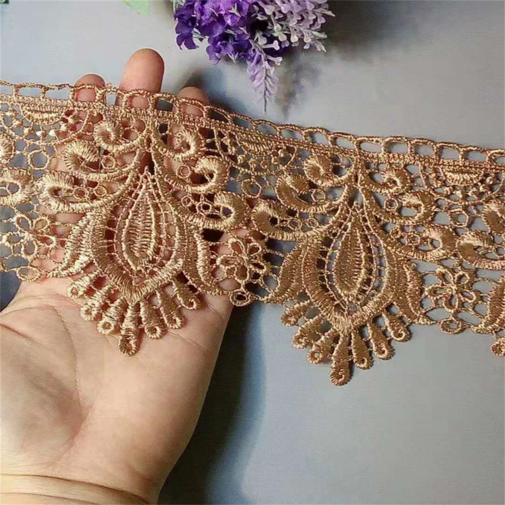 

3 yards Brown Flower Lace Trims for Dress Costume Trimmings Applique Home Textiles Ribbon DIY Crafts Sewing Lace Fabric 10 cm