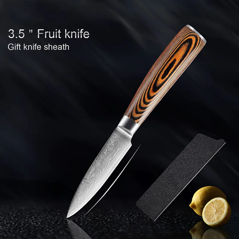 GoodEZ 3 5 inch Paring Knife Damascus Table Knife Steel Kitchen Fruit Knives Small Chef Meat Cleavers Vegetable Peeling Knife