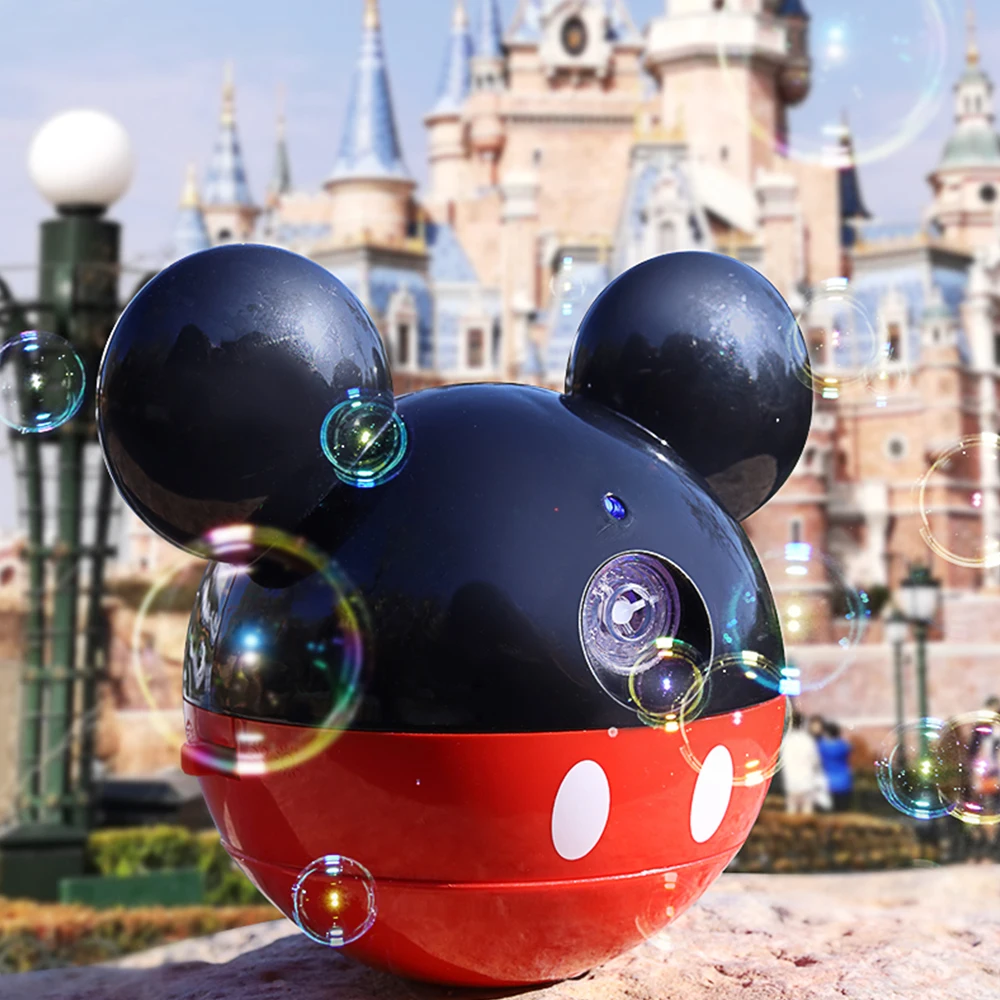 Disney Mickey and Minnie Cartoon Automatic Light Music Waterproof Bubble Gun Summer Outdoor Large Capacity Bubble Gift Toys