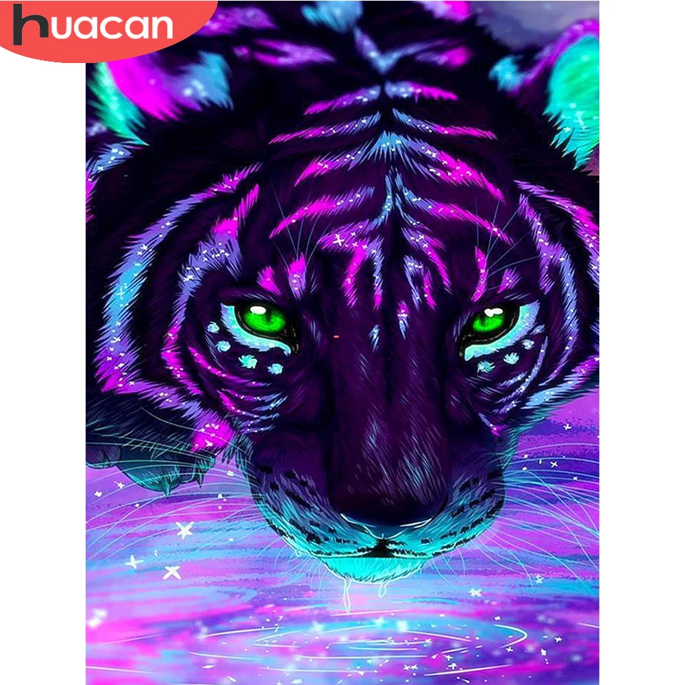 

HUACAN Diamond Painting Animal 5D DIY Diamond Mosaic Color Tiger Full Embroidery Kits Creative Hobbies
