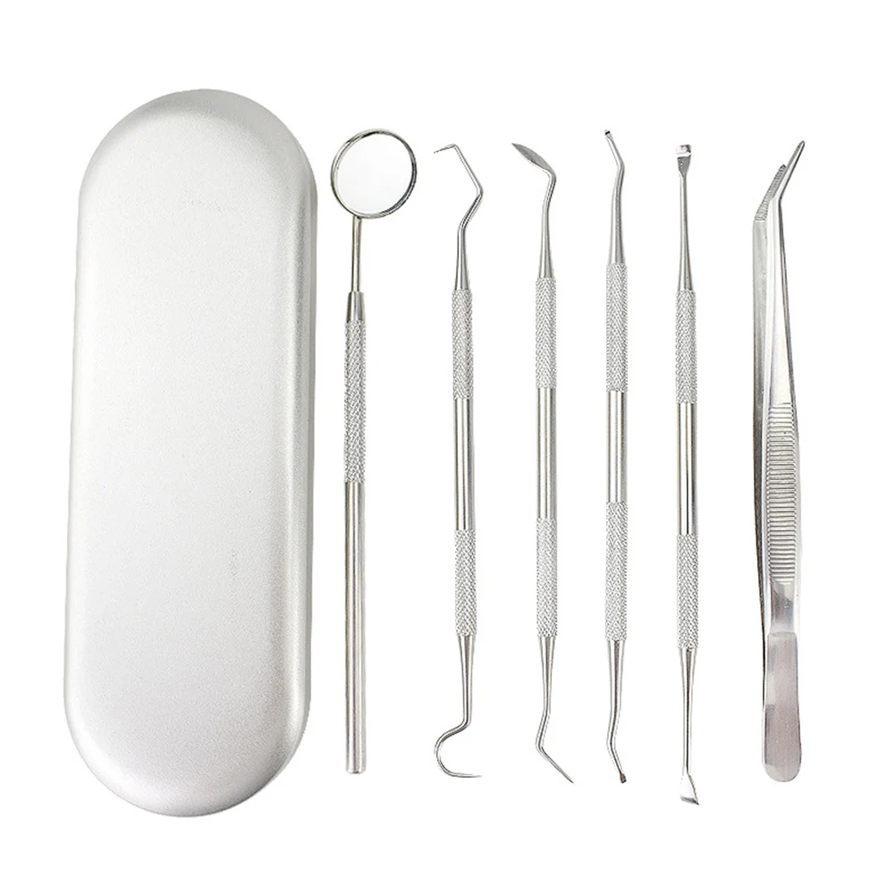 

6pcs Stainless Steel Oral Dental Tools Scaler Kits Tartar Plaque Remover Sets Dental Laboratory Equipment Cleaning Tools