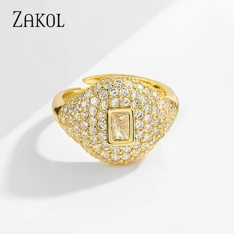 

ZAKOL Новая коллекция Трендовое сердце AAA кубический циркон штабелируемые шикарные кольца на палец для женщин свадебные Дубай Свадебные ювел...