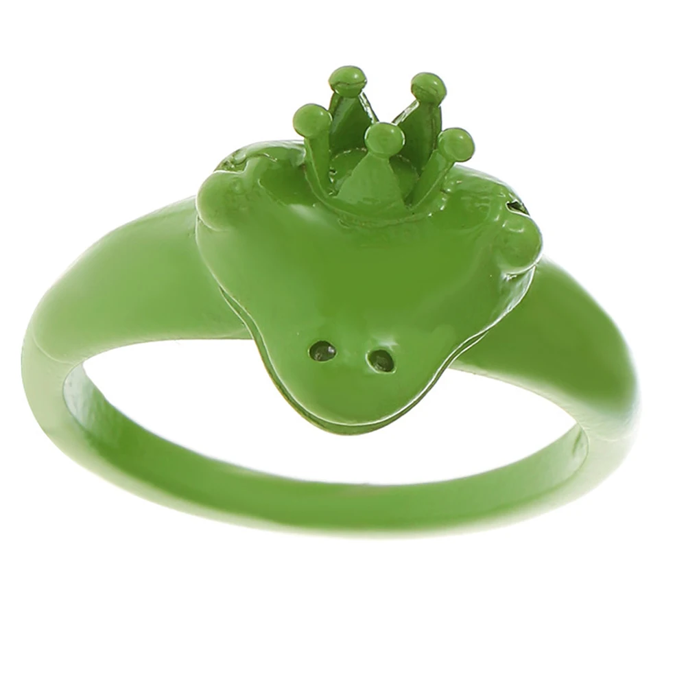 

Cute Crown Green Frog Rings for Kids Girls Funny Cartoon Animal Prince Rings Aesthetic Jewelry Friendship Ring Party Travel Gift