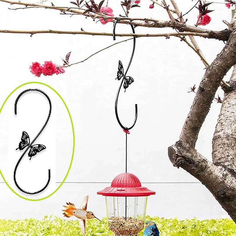 

Large S-shaped Hook New Butterfly Iron Hooks Hummingbird Feeder Hook Garden Flower Pot Hangers