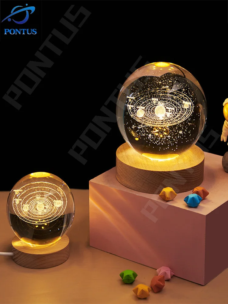 

Светодиодный светящийся хрустальный шар, Галактический ночник, украшения для дома, спальни, офиса, украшение для стола, светящийся ночник, д...