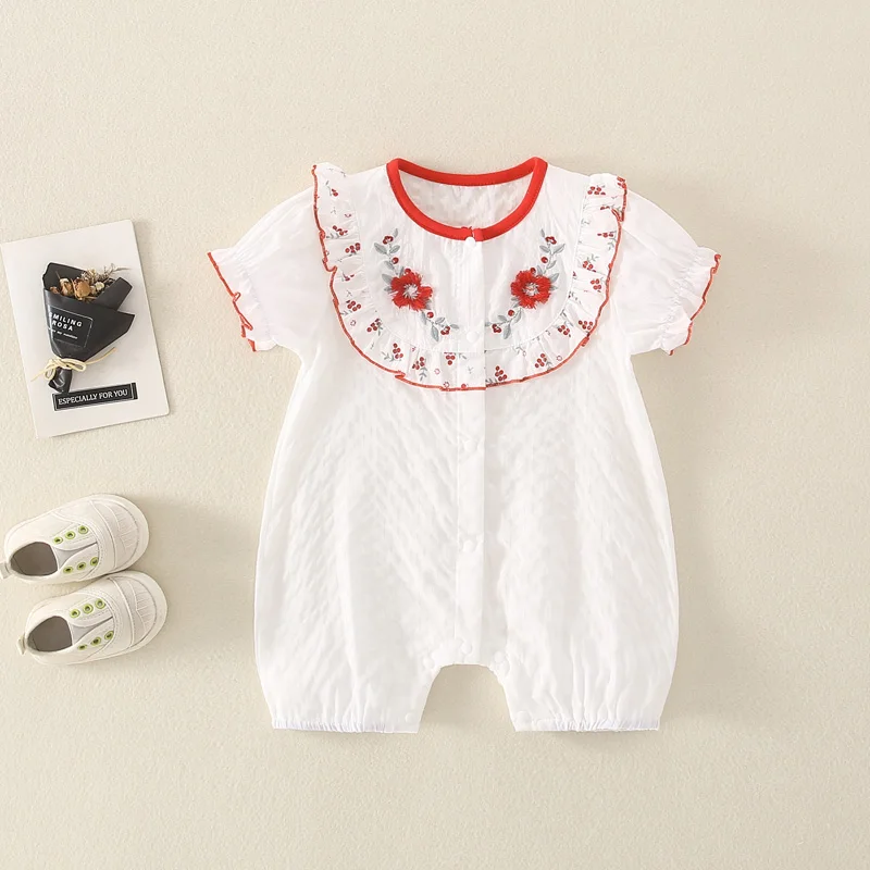 

Baby Girl Romper Sweet Short Sleeve Clothes for Newborn Toddler Infant Floral Jumpsuit Summer Pure Cotton Bodysuit Outfits