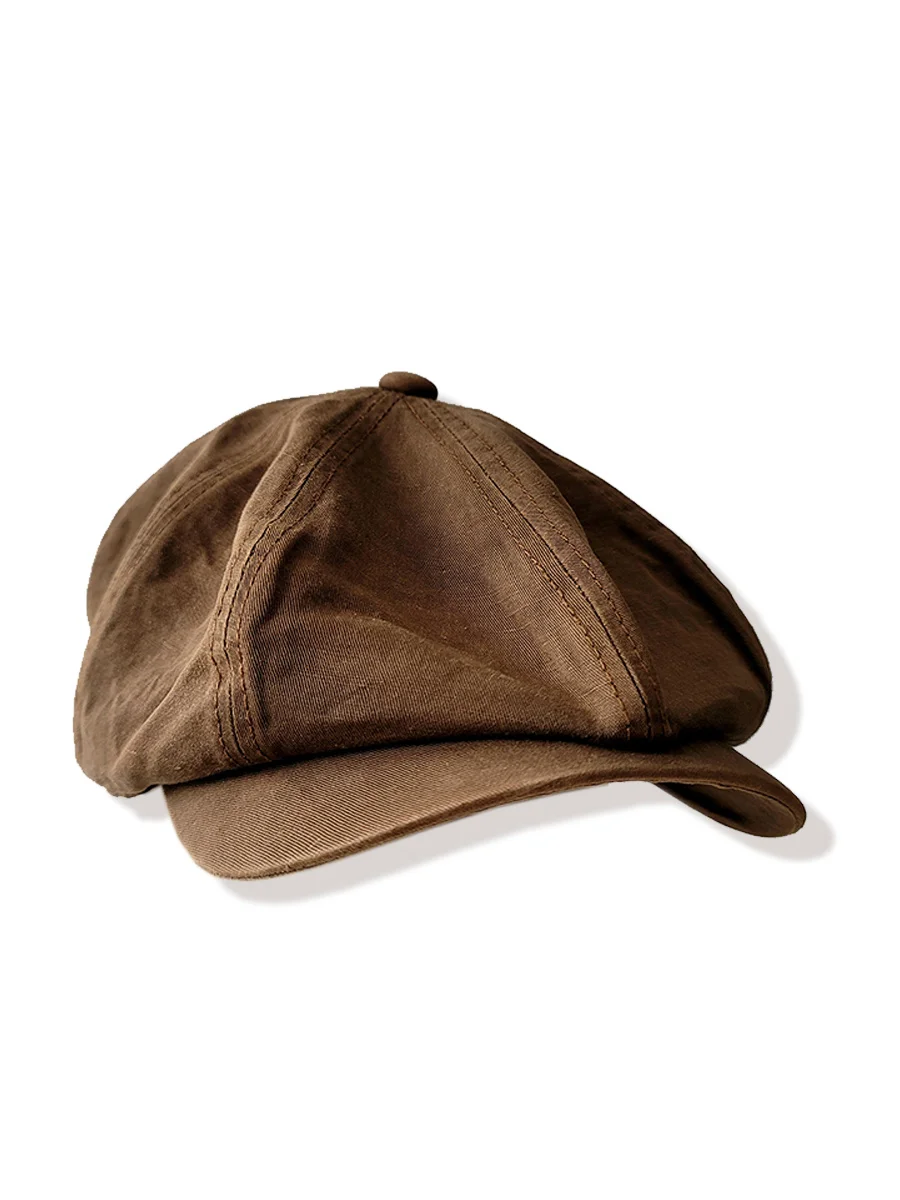 

Vintage Newsboy Cap Mud Color Distressed Four Seasons Unisex Beret