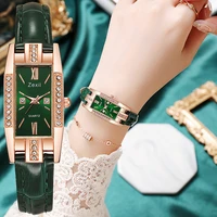 popular elegant graceful square womens quartz watch korean style personalized small green watch belt womens watch