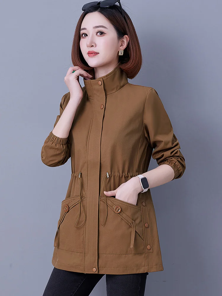 Тренч средней длины верхняя одежда для женщин весна и осень 2024 новая осенняя мам