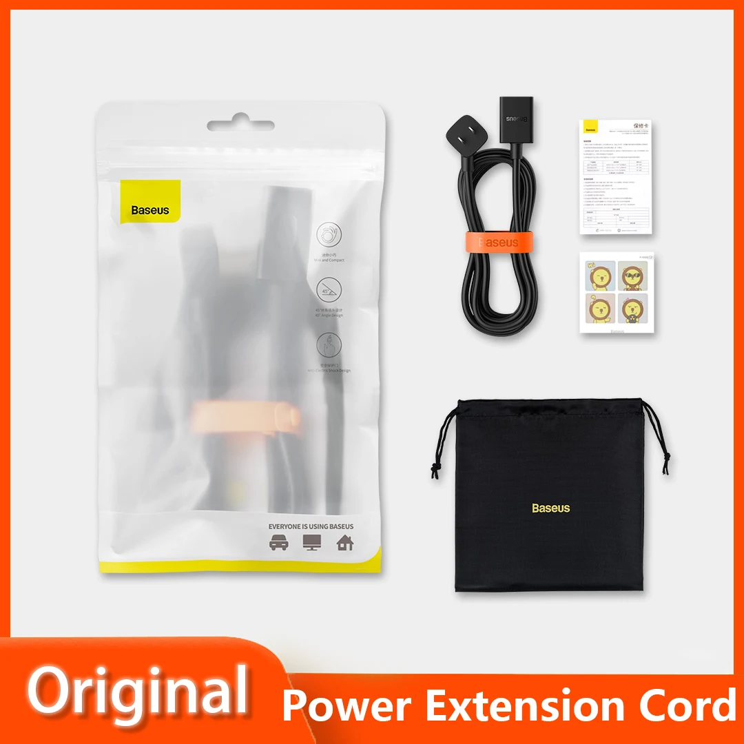 

YOUPIN Baseus Power Extension Cord Portable Mini Travel Power Strip 1m Household Extension Cord Socket CN standard two-pin plug