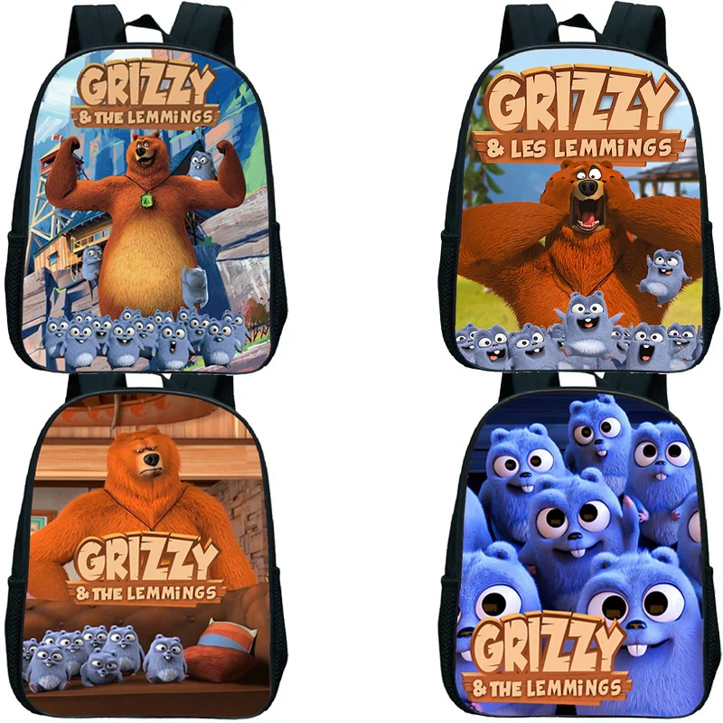 

Детский рюкзак Grizzy and the lemps, водонепроницаемые сумки для детского сада, сумка для книг, детская школьная сумка с мультяшным рисунком для мальчиков и девочек