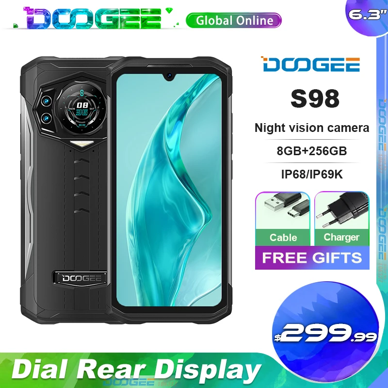 Смартфон DOOGEE S98 защищенный 8 + 256 ГБ 8-ядерный процессор G96 экран 6 3 дюйма FHD Android 12 0