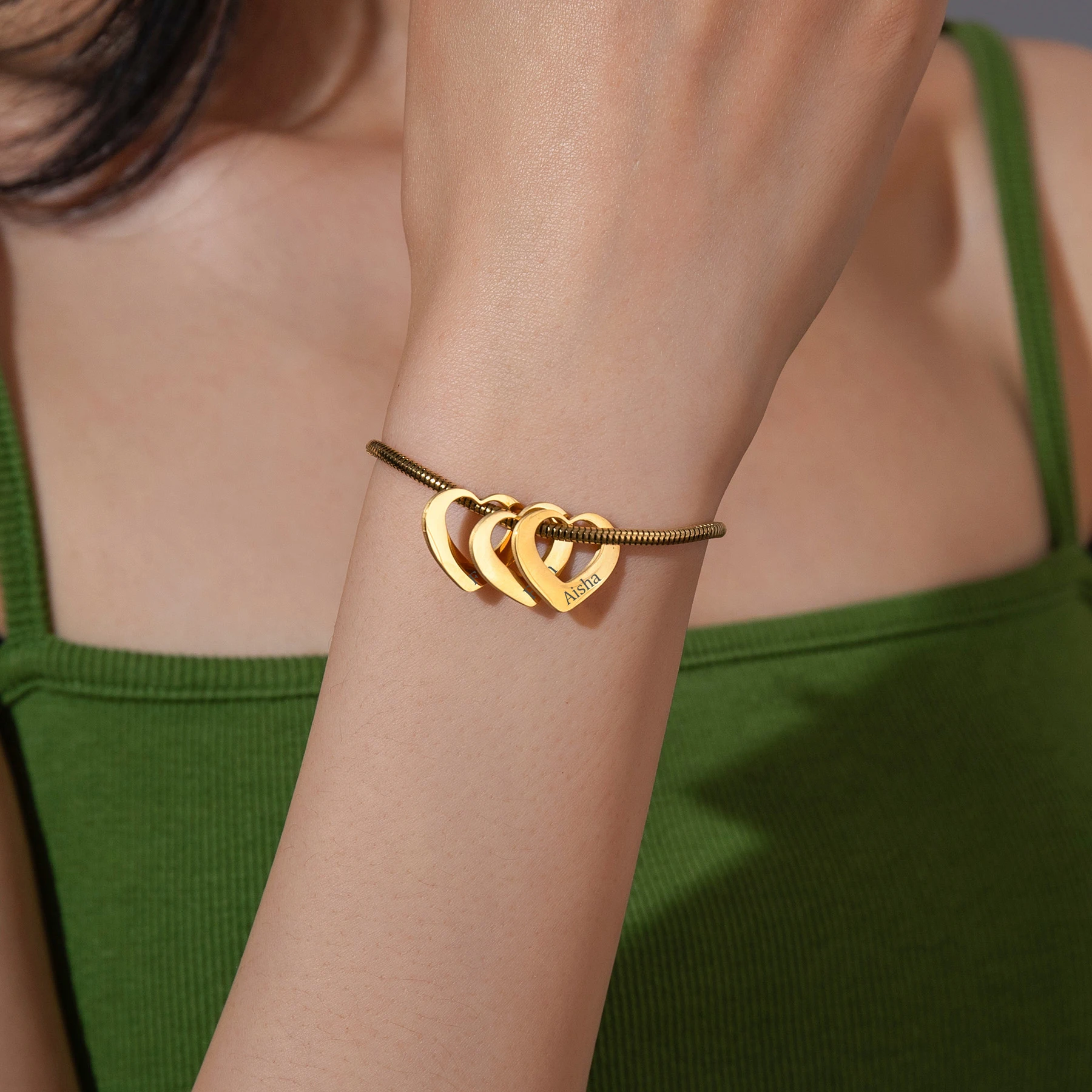 Персонализированный браслет Atoztide с именем сердца нержавеющая сталь для женщин и