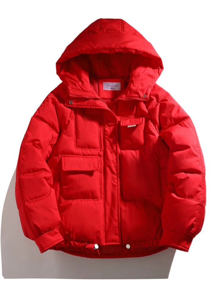 Winter Puffer Jacket Women 2023 Solid Simple Hooded Bubble Coat Cotton Padded Warm Parka Pockets Casual Outwear enlarge