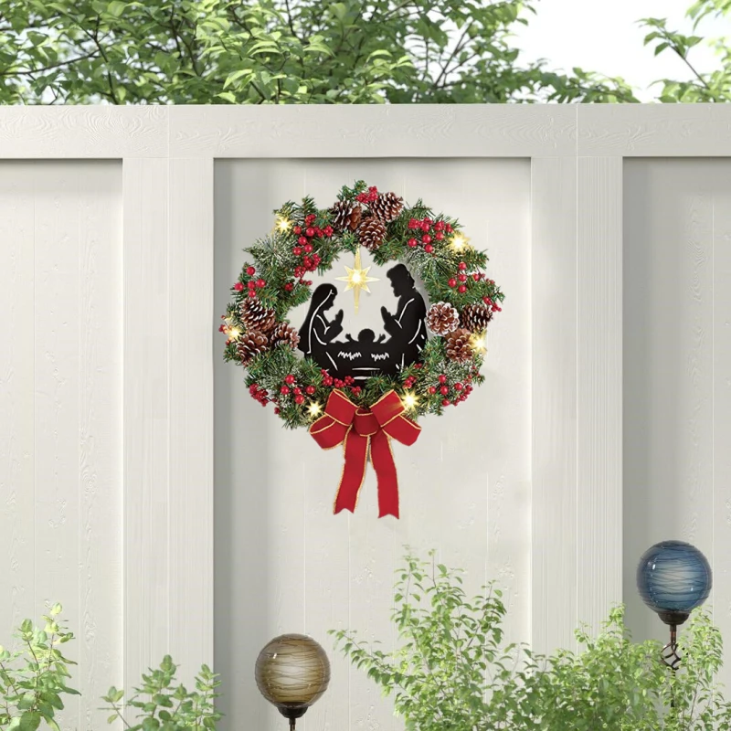 

Christmas Wreath Outdoor Xmas Decorations Signs Home Garden Office Porch Front Door Hanging Garland 2023 New Year Decor