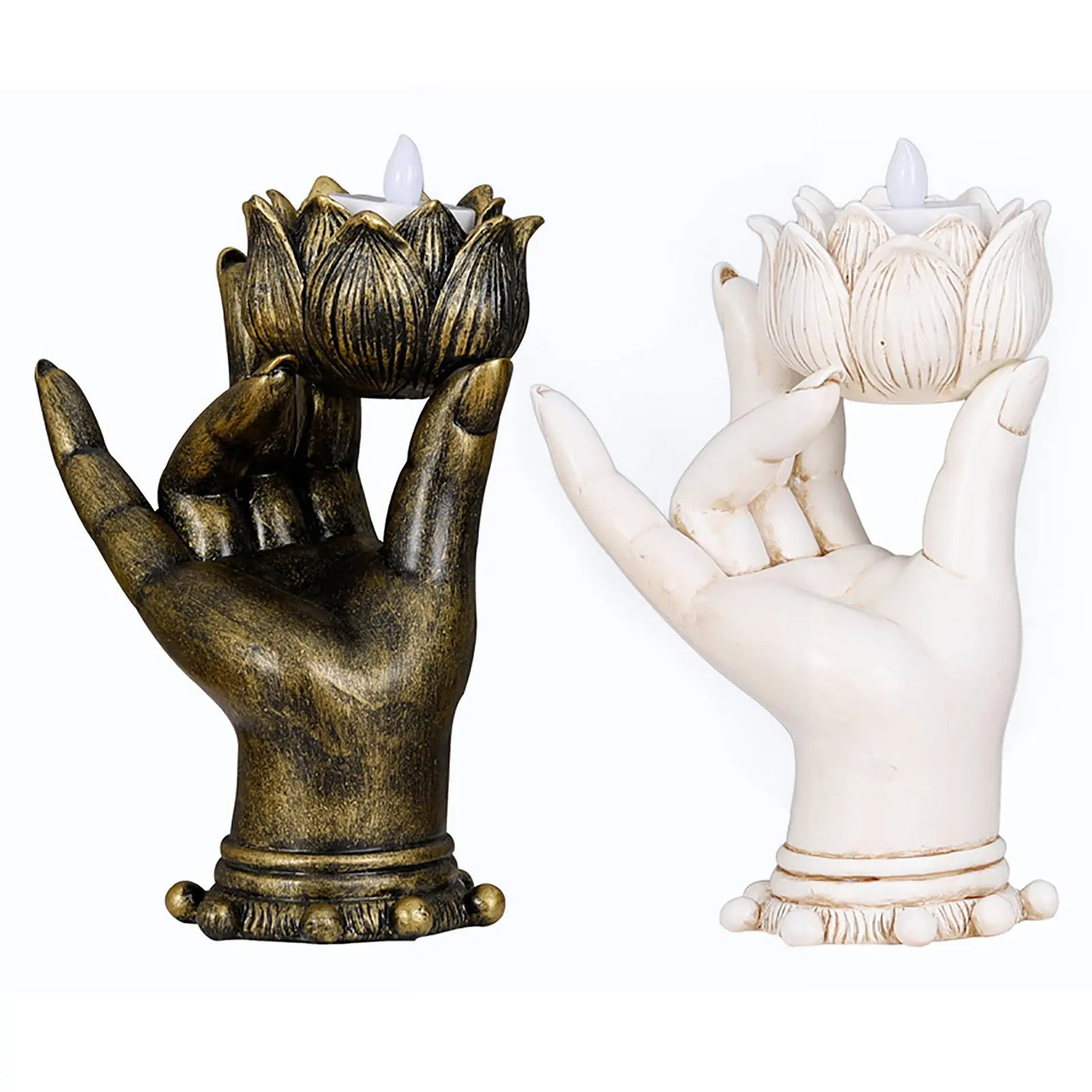 

Женский подсвечник в форме лотоса, подсвечник в форме жеста для здорового сердца, Восточная идея фэн-шуй для домашнего декора