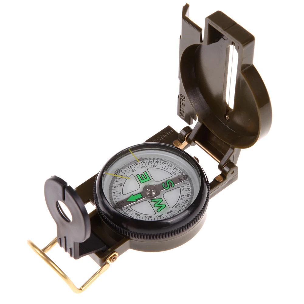 

Portable Compass Military Outdoor Camping Folding Len Compass Army Green Hiking Survival Trip Precise Navigation Expedition Tool