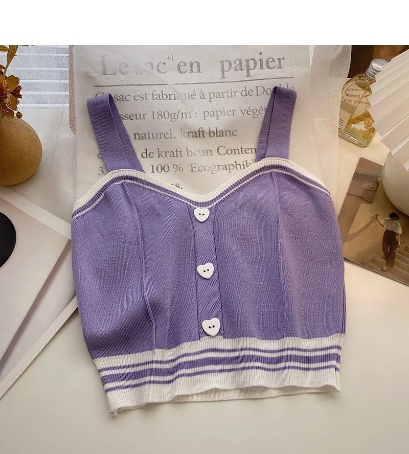 

ITOOLIN 2022 уличная одежда, женские розовые милые топы, милые пуговицы укороченные женские топы Y2K для уличной одежды, популярный женский трикот...