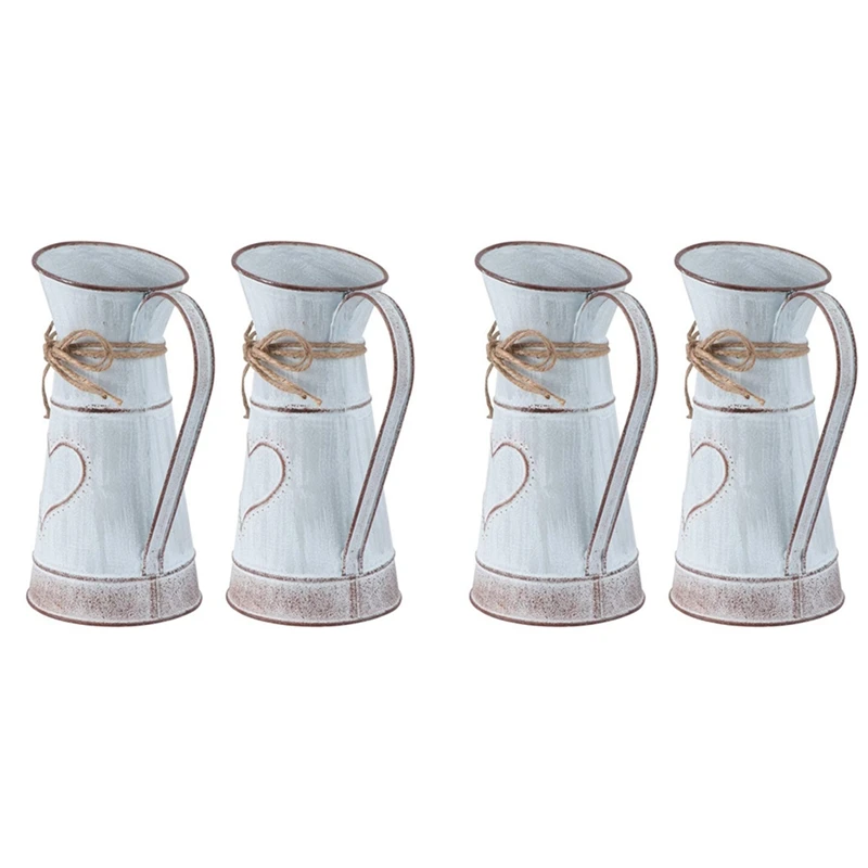 

HOT-4Pcs Цветочная ваза винтажная оцинкованная деревенская сельская пасторальная Цветочная горшка для украшения домашнего стола