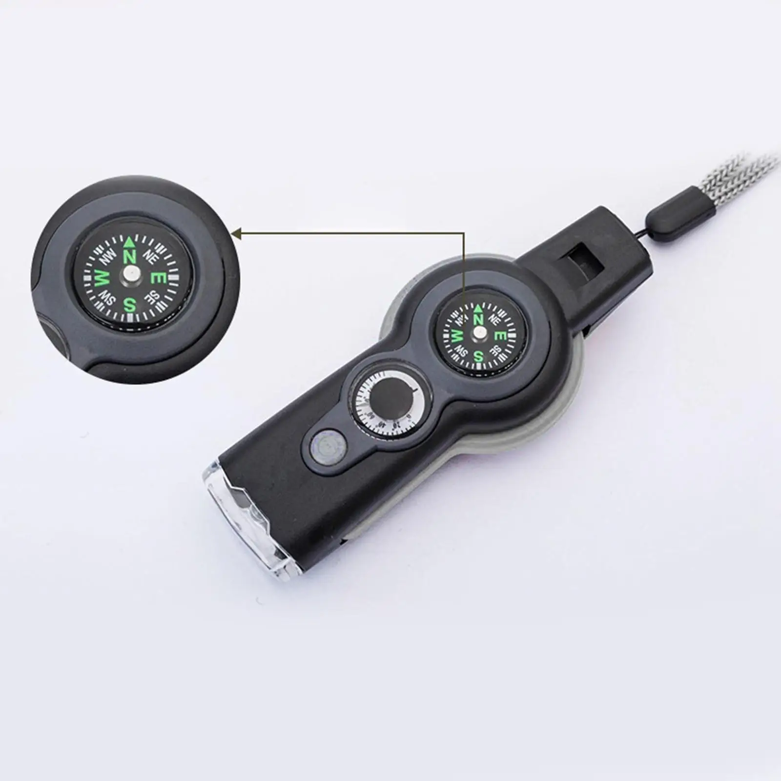 

7 in 1 Safety Whistles Signal Lights Thermometer for Travelling