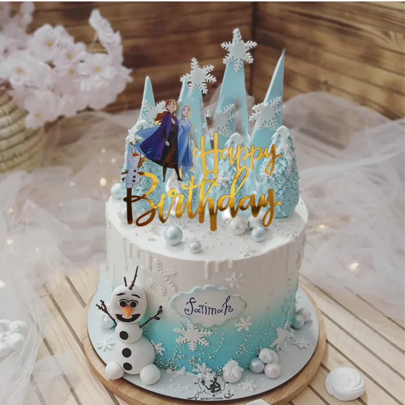 

1pcs Frozen Princess Elsa Birthday Party Decor Kids Acrylic Cake Topper For Girls Birthday Decoration Anniversaire Cake Supplies