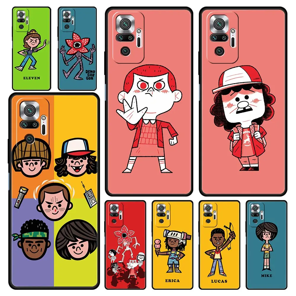 

Cute Stranger Things Anime Phone Case For Xiaomi Redmi Note 11 10 Pro 9S 9 8 7 9T 8T 9C 9A 8A 11T 5G 10S K50 K40 Gaming Cover